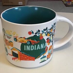 STARBUCKS Discovery Series INDIANA State Ceramic Coffee Mug Cup Mint